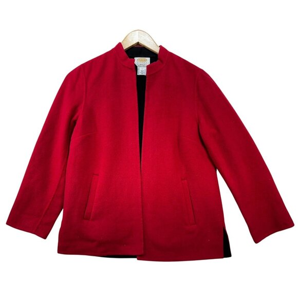 Talbots Womens Wool Blend Jacket Size 2 Petite Red - Italian Fabric Nylon & Cash - Picture 1 of 11
